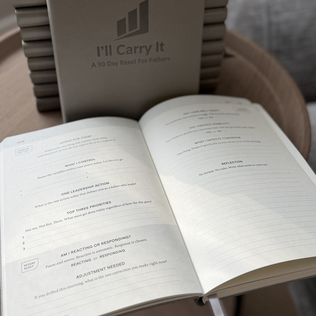 I'll Carry It: A 90 Day Reset for Fathers, open page daily spread.
